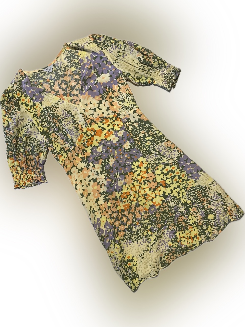 Rails Roma Gardenia Floral Midi Dress in Green, Purple & Yellow